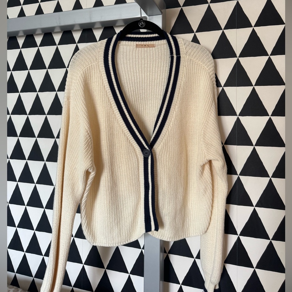 Coastal Cardigan with Blue and White Stripe